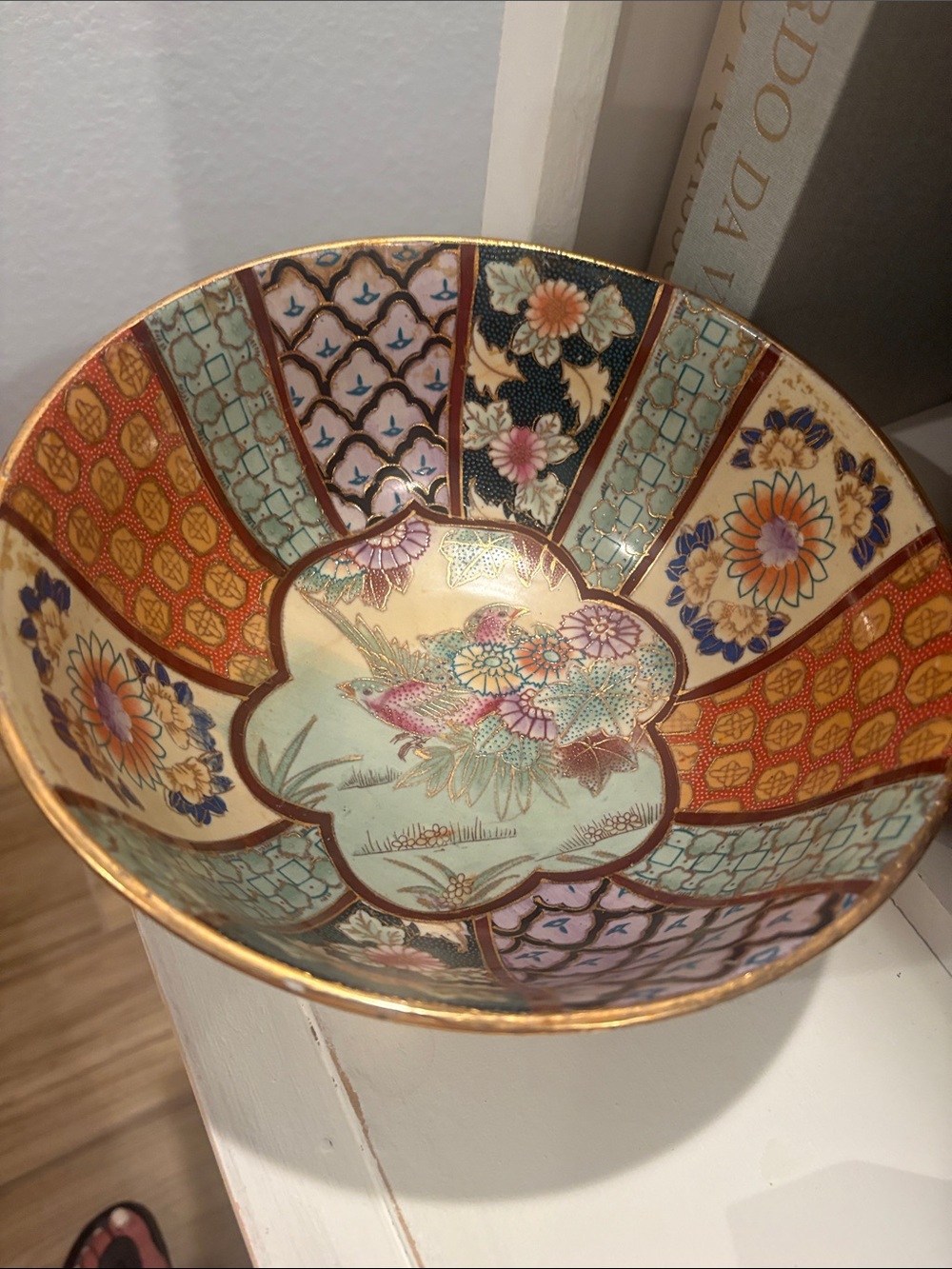Decorative Floral Pattern Ceramic Bowl - Multicolor
